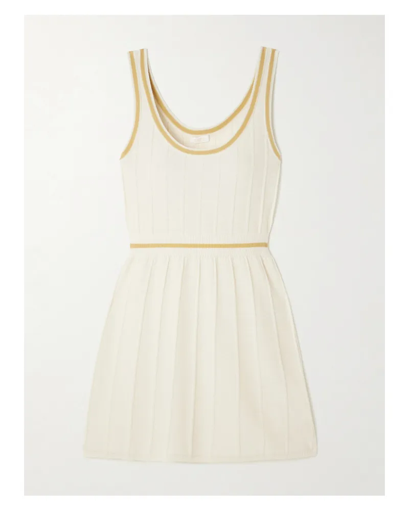 Eres Elite Striped Ribbed Wool And Cashmere-blend Mini Dress - Cream Cream