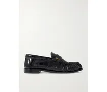 Le Loafer Loafers Aus Leder In Knitteroptik - Schwarz