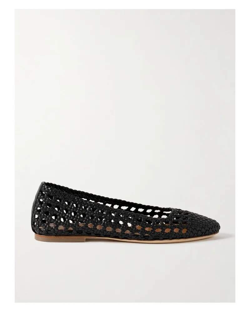 STAUD Nell Ballerinas Aus Geflochtenem Leder - Schwarz Schwarz