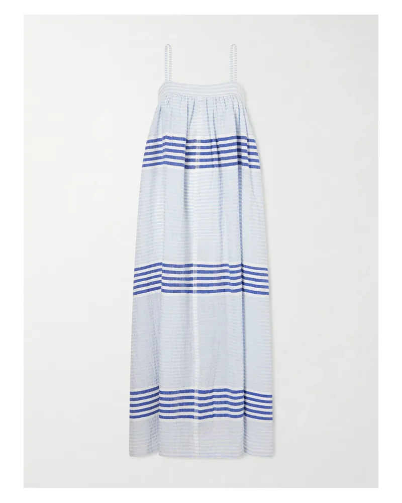 lemlem Eda Striped Cotton-gauze Midi Dress - Blue Blue