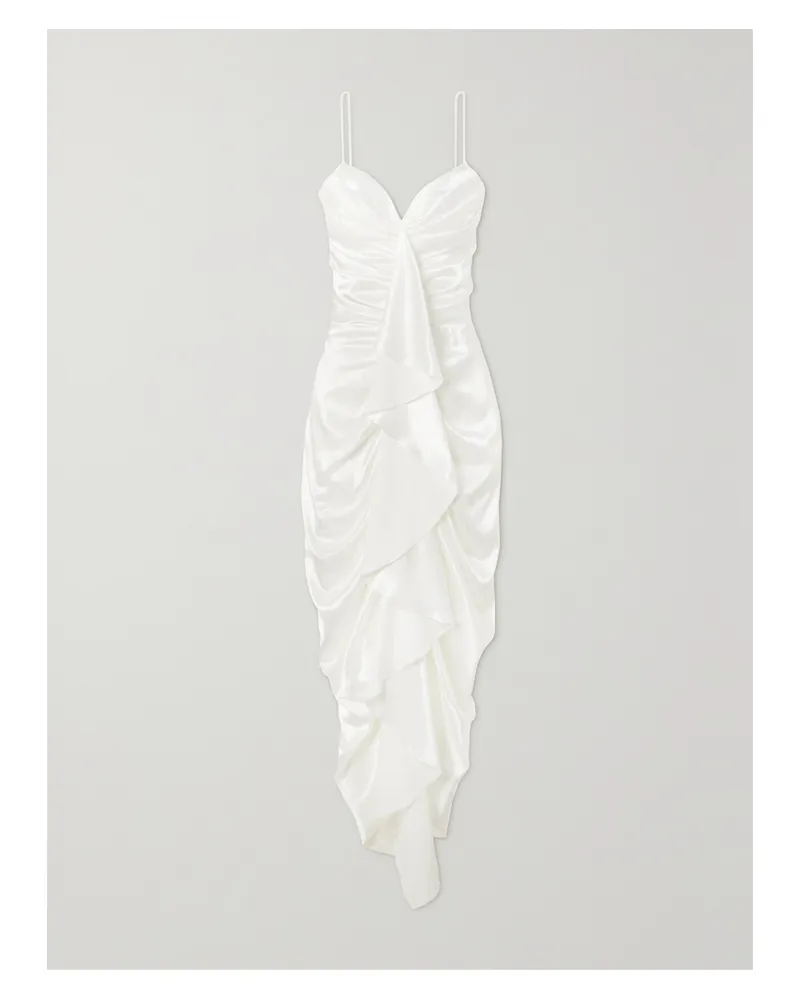 RASARIO Midikleid Aus Satin Mit Drapierung Und Rüschen - Weiß Weiß
