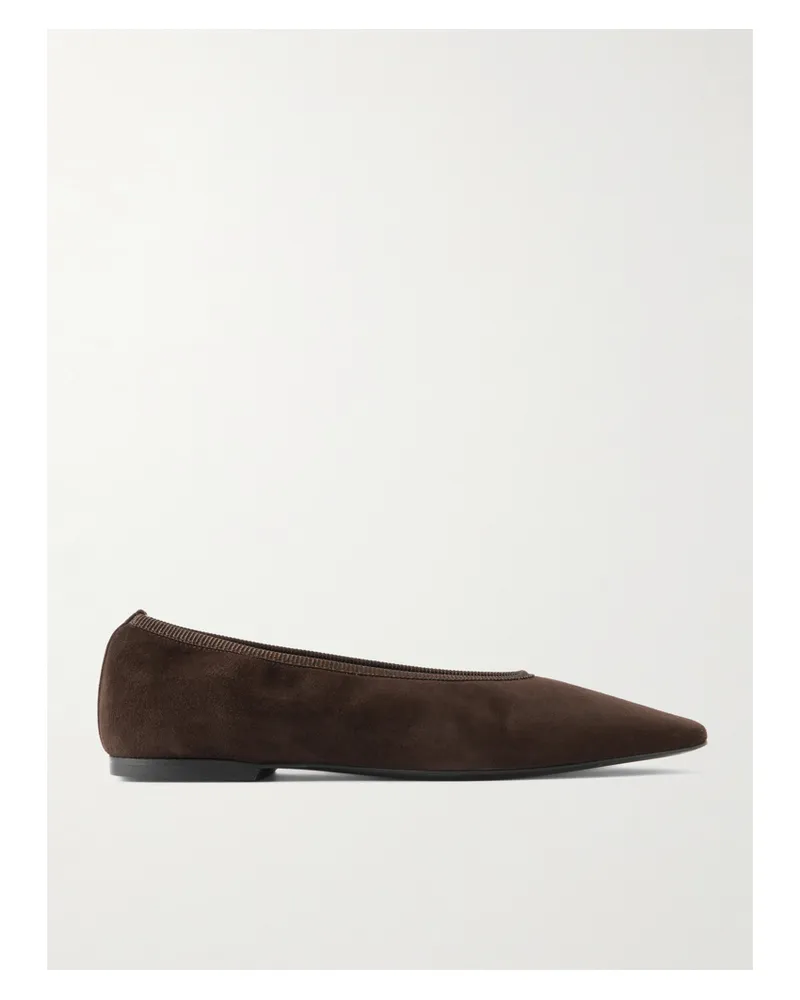 Totême Minimalist Suede Ballet Flats - Brown Brown