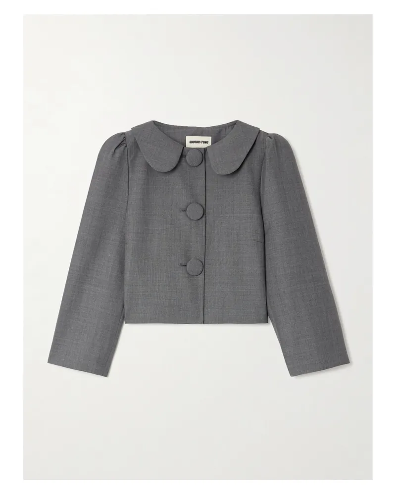SHUSHU/TONG Cropped Grain De Poudre Jacket - Gray Gray