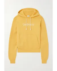 Saint Laurent Hoodie aus Baumwoll-jersey mit Stickerei Gelb