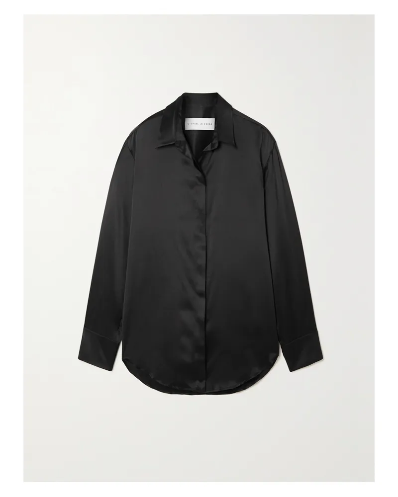 Michael Lo Sordo Boy Hemd Aus Seidensatin - Schwarz Schwarz