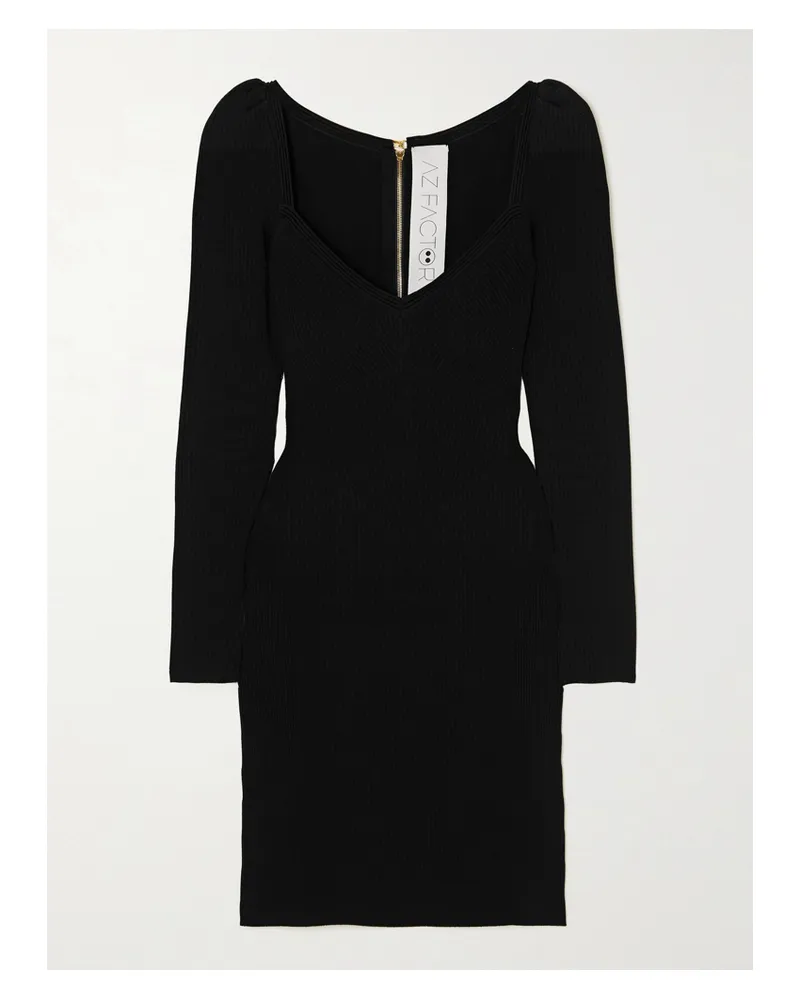 AZ FACTORY Mybody Minikleid Aus Geripptem Stretch-strick - Schwarz Schwarz
