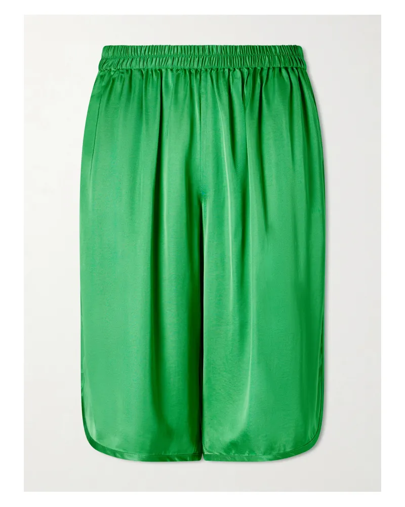 FRANKIE Shop Nelis Lenzing™ Ecovero™-blend Satin Knee-lenght Shorts - Green Green