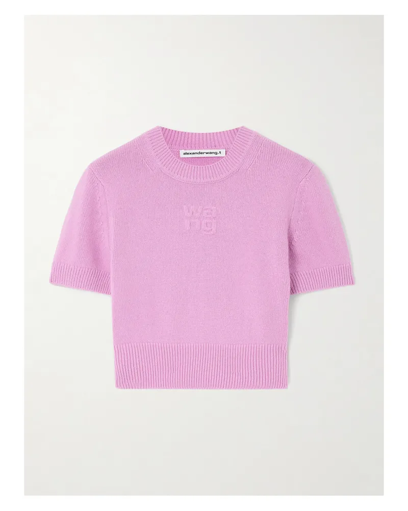 Alexander Wang Verkürzter Pullover Aus Einer Baumwoll-wollmischung Mit Prägung - Pink Pink