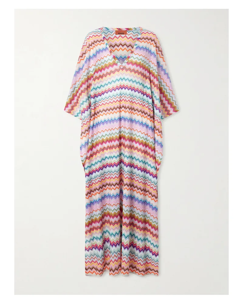 Missoni Kaftan Aus Gestreiftem Metallic-häkelstrick - Orange Orange