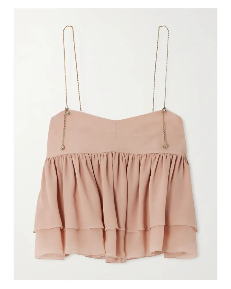 Chloé Top Aus Bio-seidenmusselin Mit Verzierungen - Pink Pink