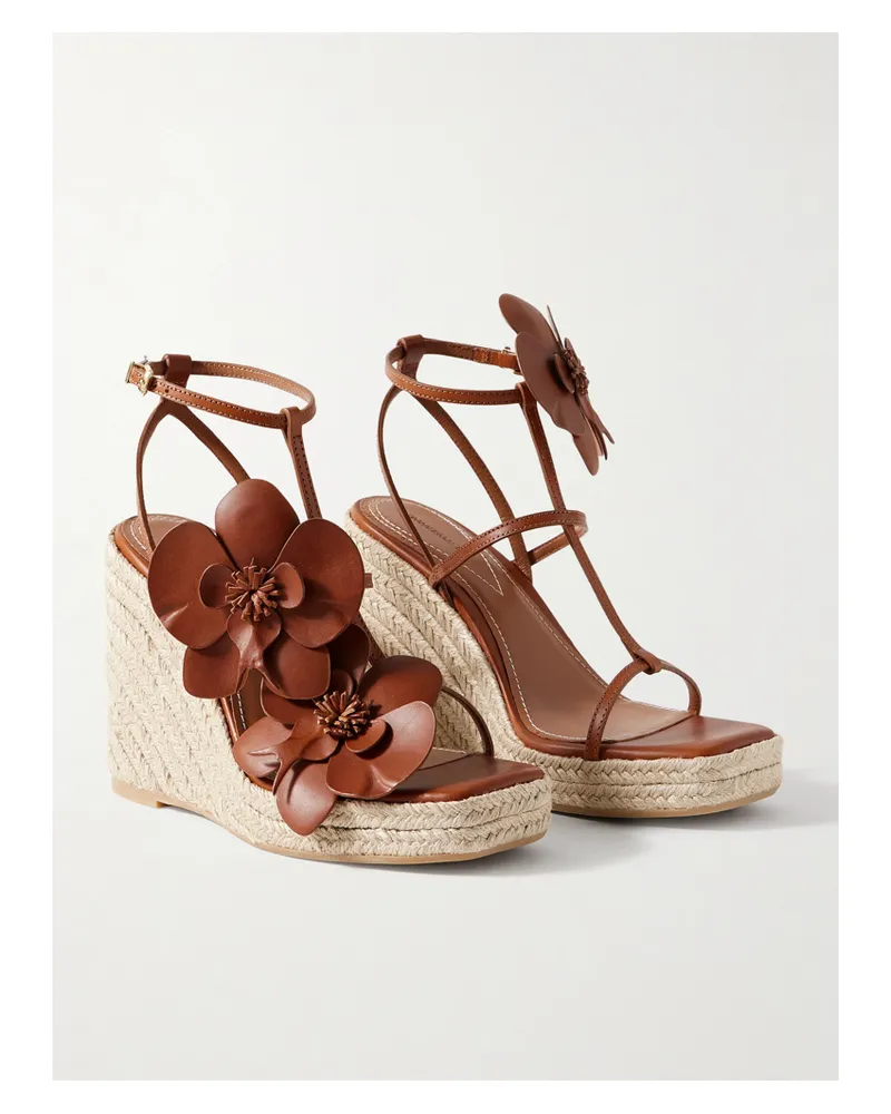Zimmermann Orchid Espadrille-wedges Aus Leder Mit Verzierungen - Braun Braun