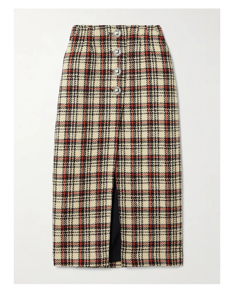 Paco Rabanne Midirock Aus Tweed Aus Einer Wollmischung Mit Karomuster - Braun Braun