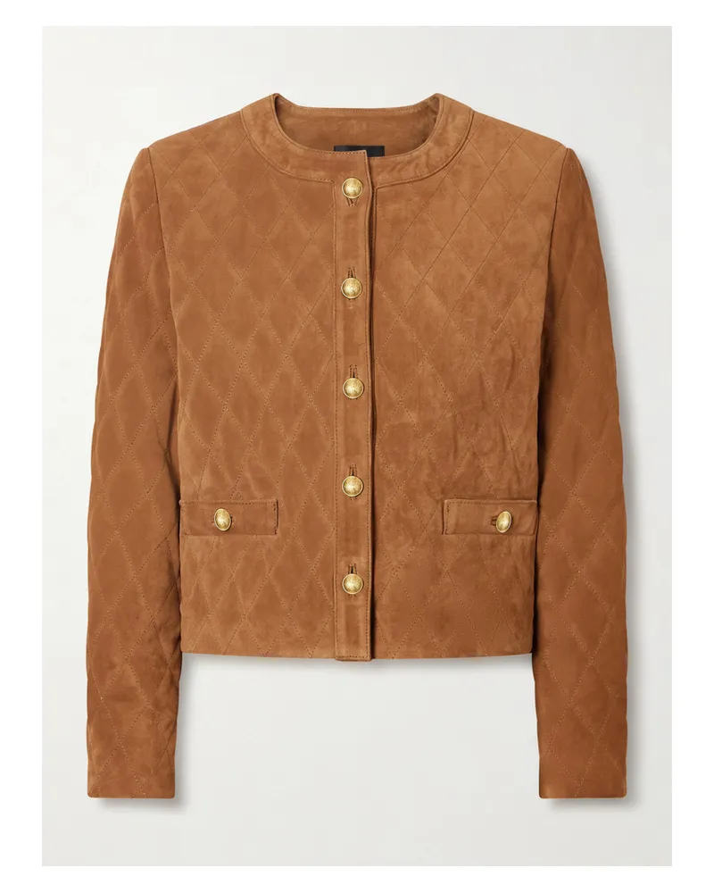 Nili Lotan Amy Quilted Suede Jacket - Brown Brown