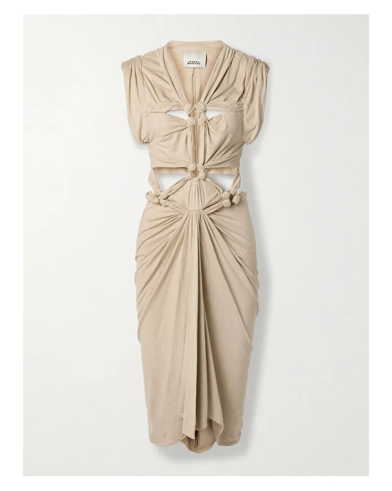 Isabel Marant Sirena Midikleid Aus Gebürstetem Stretch-jersey Mit Knoten Und Cut-outs - Neutral Neutral