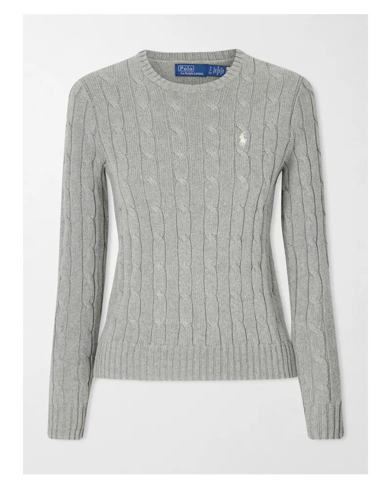 Ralph Lauren Zopfstrickpullover Aus Baumwolle Mit Stickerei - Grau Grau