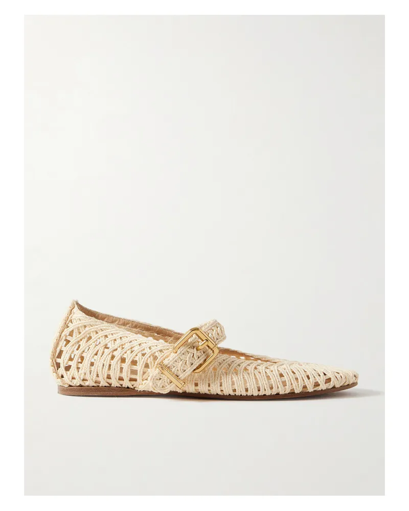 Zimmermann Gleam Mary-jane-ballerinas Aus Geflochtenem Raffiabast - Neutral Neutral