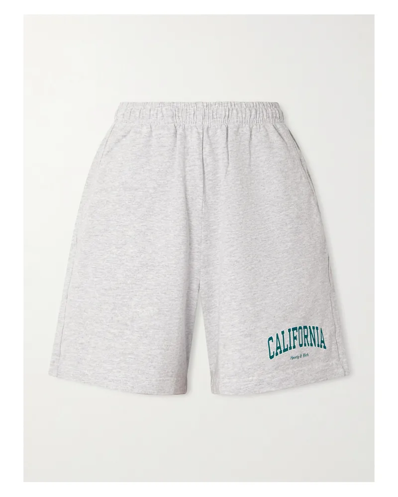 SPORTY & RICH California Shorts Aus Jersey Aus Einer Baumwollmischung Mit Print - Grau Grau