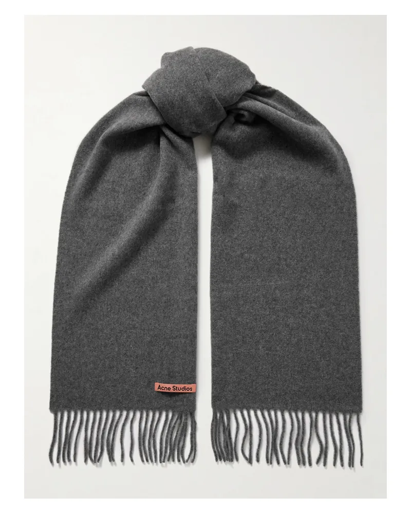 Acne Studios Fringed Wool Scarf - Gray Gray