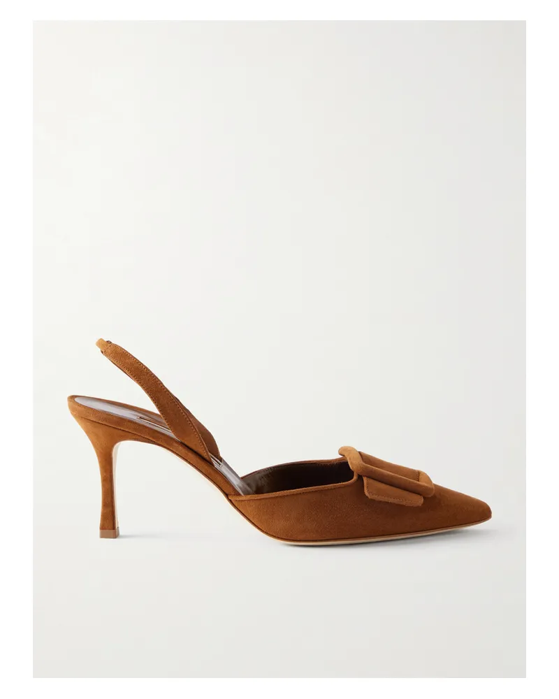 Manolo Blahnik Maysli 70 Slingback-pumps Aus Veloursleder Mit Schnalle - Braun Braun