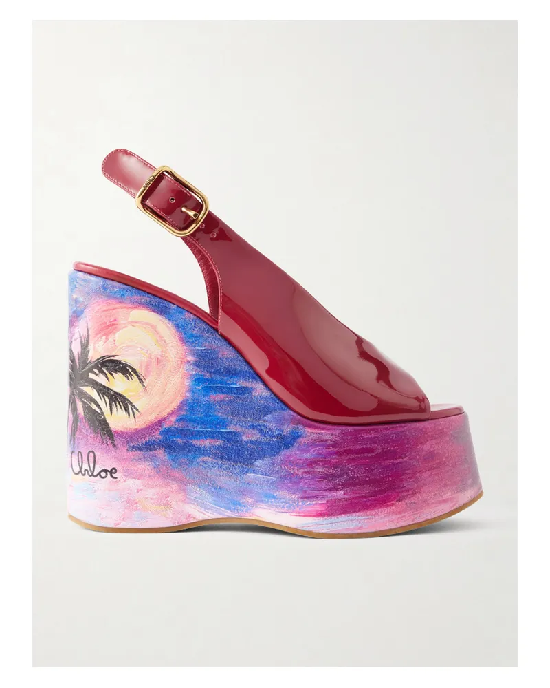 Chloé Maxime Patent-leather Platform Slingback Sandals - Pink Pink