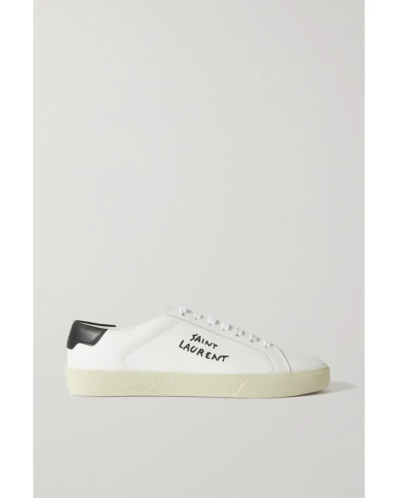 Saint Laurent Court Classic Sl/06 Logo-embroidered Leather Sneakers - White White