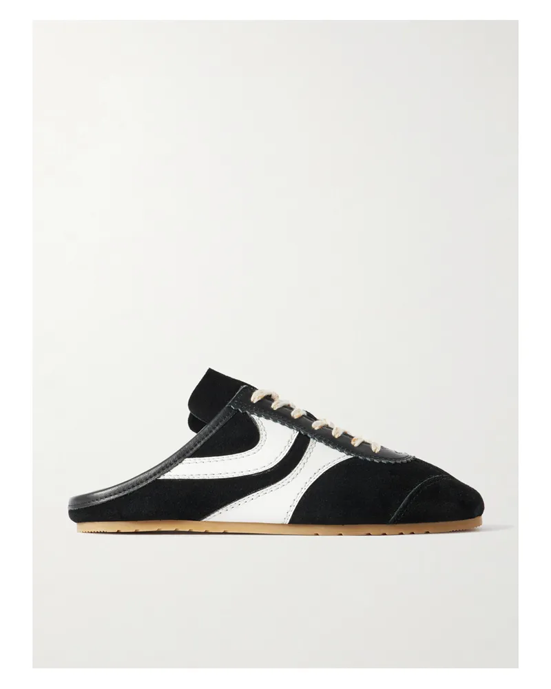 Dries van Noten Leather-trimmed Suede Slip-on Sneakers - Black Black