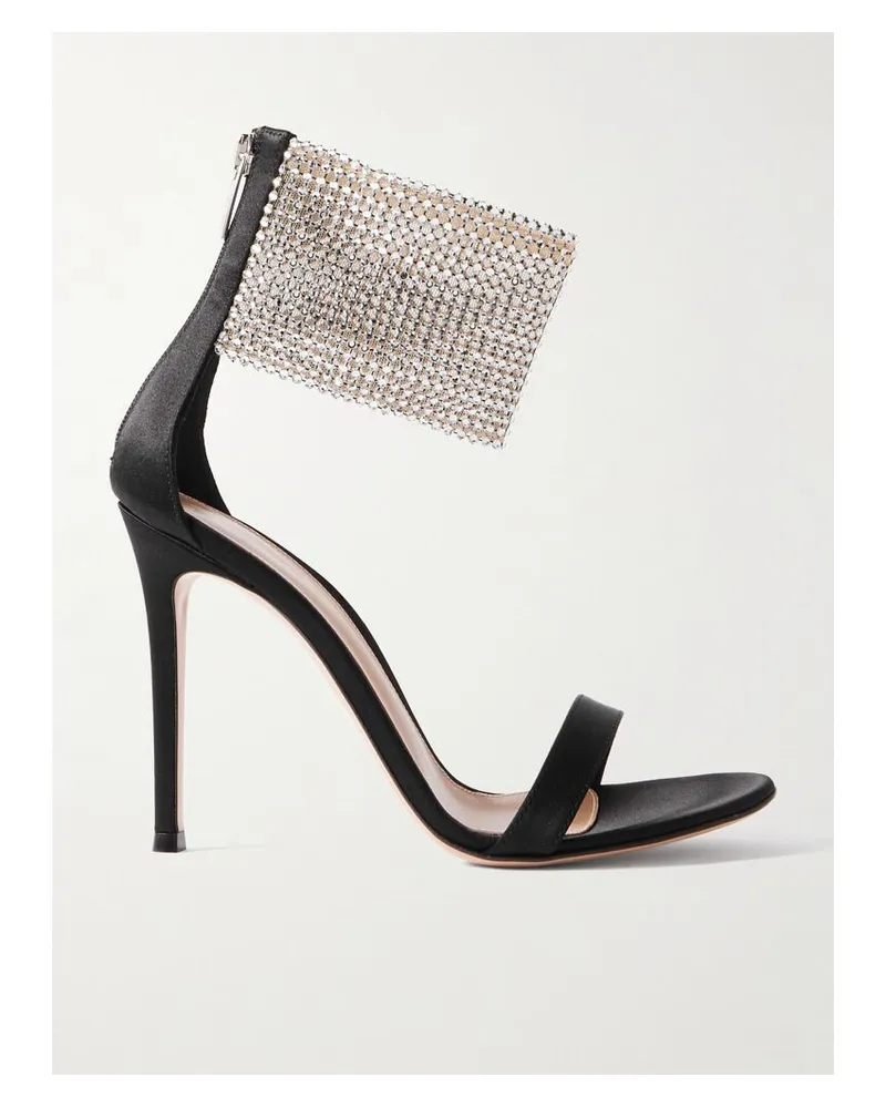 Gianvito Rossi Sandalen Aus Satin Mit Kristallen - Schwarz Schwarz