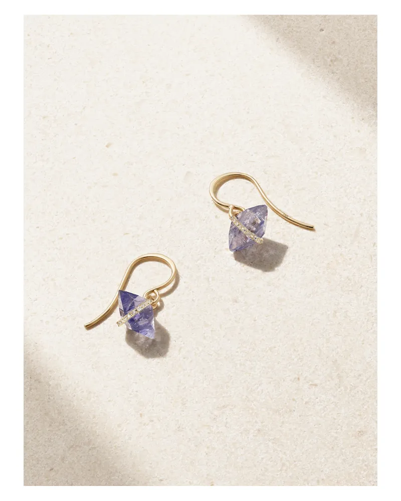 Melissa Joy Manning 14-karat Recycled Gold, Iolite And Herkimer Diamond Earrings - Purple Purple