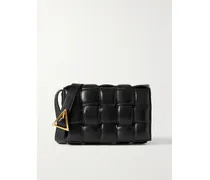 Cassette Medium Padded Intrecciato Leather Shoulder Bag - Black