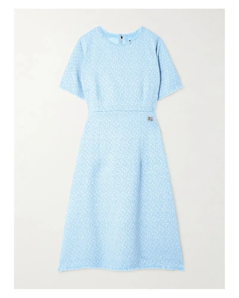 Dolce & Gabbana Kleid Aus Tweed Aus Einer Wollmischung Mit Verzierung Und Fransen - Blau Blau