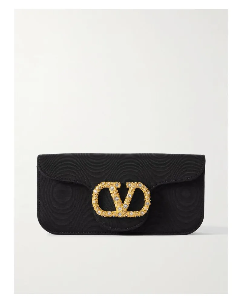 Valentino Garavani Locò Clutch Aus Moiré Mit Verzierung - Schwarz Schwarz