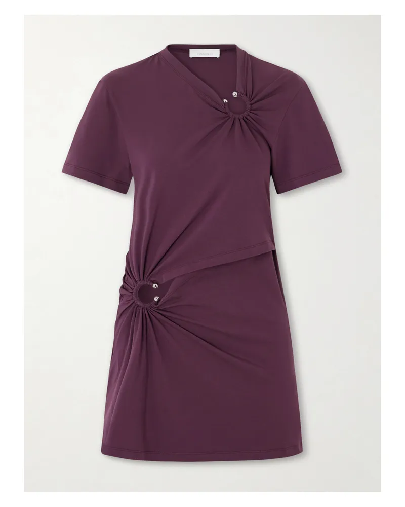 Paco Rabanne Minikleid Aus Jersey Aus Einer Baumwollmischung Mit Raffungen Und Cut-out - Burgunder Burgunder