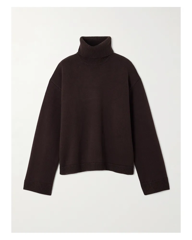 FRANKIE Shop Rhea Wool And Cotton-blend Turtleneck Sweater - Brown Brown