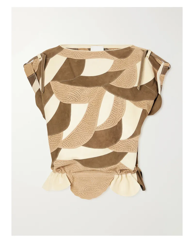 Isabel Marant Dalmy Patchwork-oberteil Aus Veloursleder Mit Perforationen - Metallic Metallic