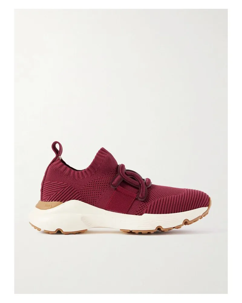 TOD'S Slip-ons Aus Stretch-strick Mit Lederbesätzen - Burgunder Burgunder