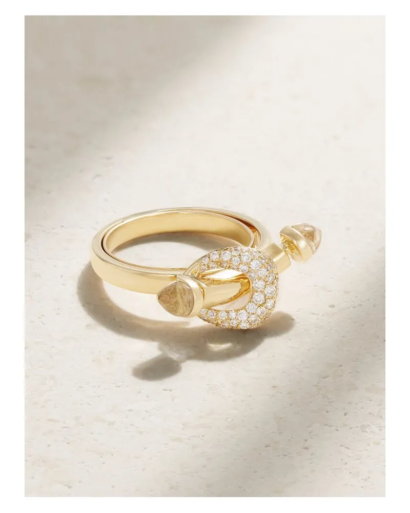 Ananya Chakra Ring Aus 18 Karat Gold Mit Quarzen Und Diamanten Gold