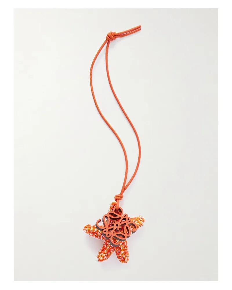 Loewe Paula's Ibiza Star Anagram Taschenanhänger Aus Leder Mit Zierperlen - Orange Orange