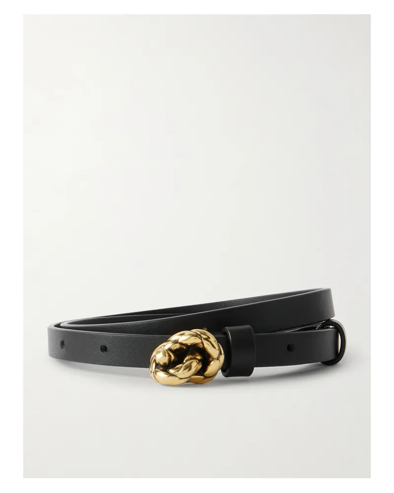 Bottega Veneta Knot Embellished Leather Belt - Black Black
