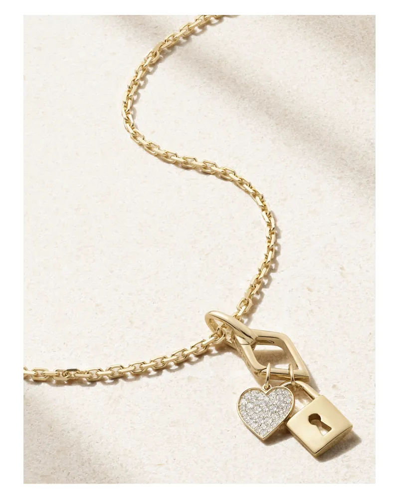 Sydney Evan Lock And Heart Kette Aus 14 Karat Gold Mit Diamanten Gold