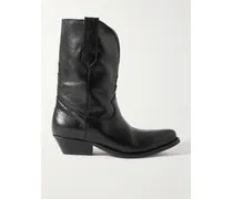 Low Wish Star Textured-leather Cowboy Boots - Black