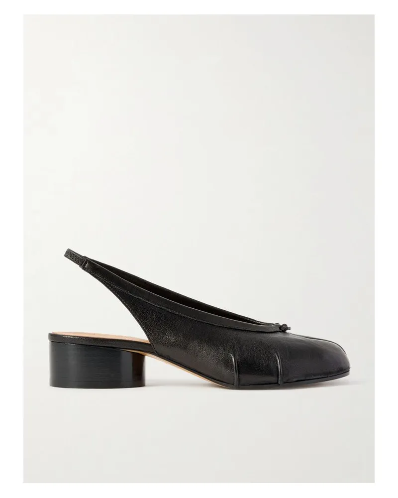 Maison Margiela Tabi Slingback-pumps Mit Geteilter Kappe Aus Leder - Schwarz Schwarz