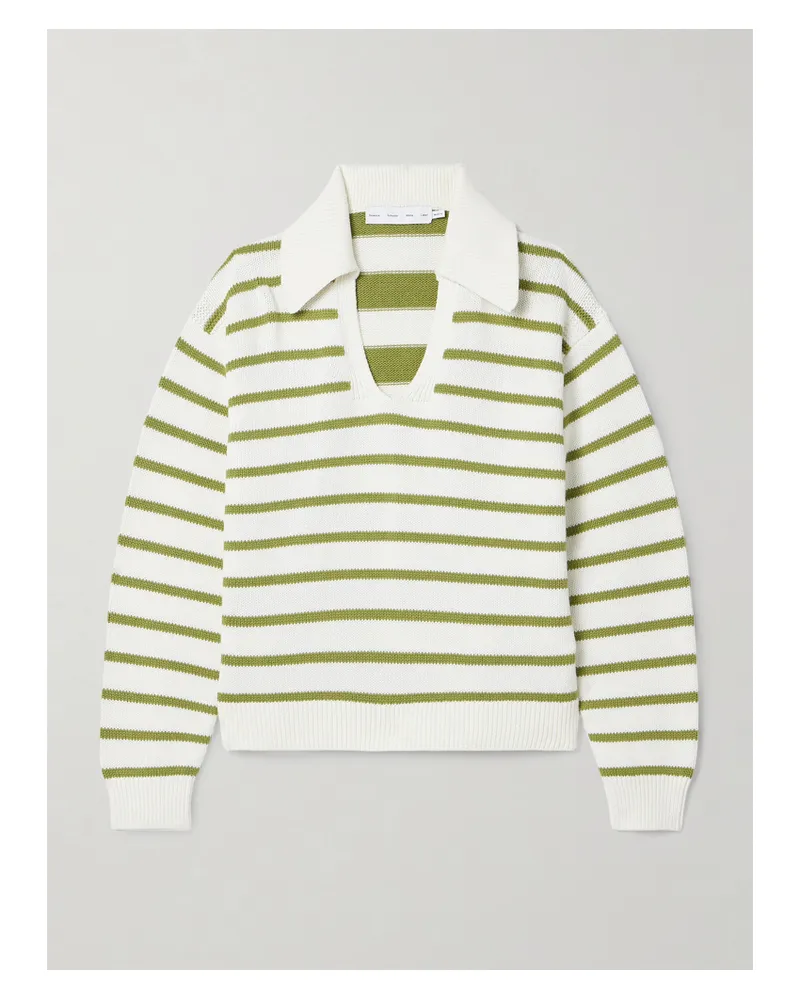 Proenza Schouler Murphy Pullover Aus Einer Baumwoll-kaschmirmischung Mit Streifen - Weiß Weiß