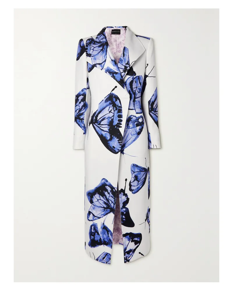 Brandon Maxwell Mantel Aus Einer Bedruckten Woll-seidenmischung - Blau Blau