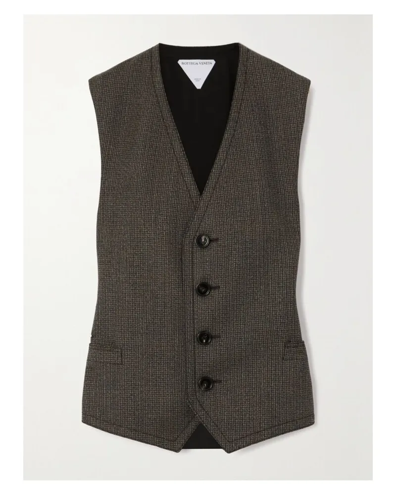 Bottega Veneta Weste Aus Woll-tweed Mit Hahnentrittmuster Und Satin - Braun Braun