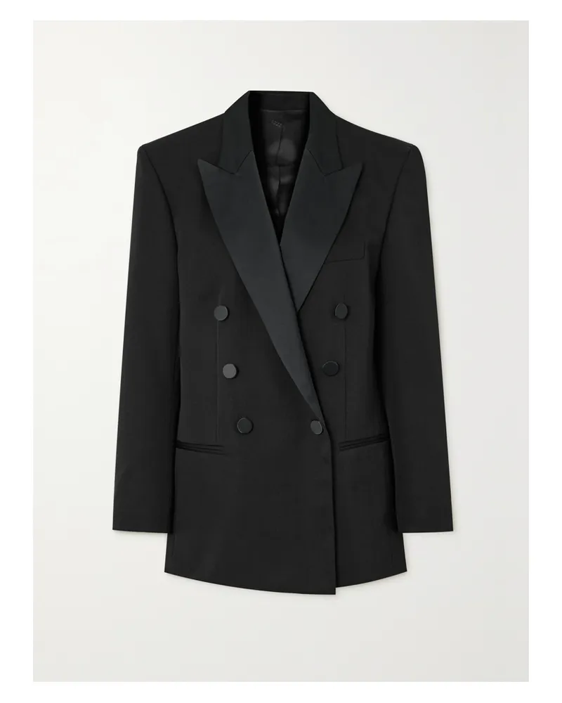 Isabel Marant Peagan Doppelreihiger Blazer Aus Wolle Mit Satinbesatz - Schwarz Schwarz
