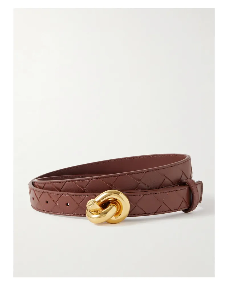 Bottega Veneta Knot Intrecciato Leather Belt - Brown Brown