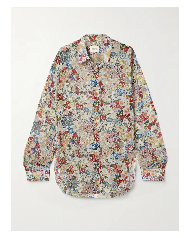 KHAITE Goya Hemd Aus Seidenchiffon Mit Blumenprint - Creme Creme