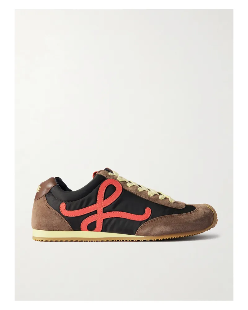 Loewe Ballet Runner 2.0 Sneakers Aus Leder, Veloursleder Und Canvas Mit Logoapplikation - Braun Braun