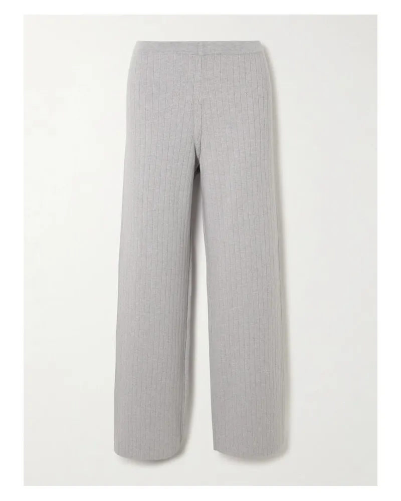 Skin Milan Hose Aus Einer Gerippten Biobaumwoll-kaschmirmischung - Grau Grau