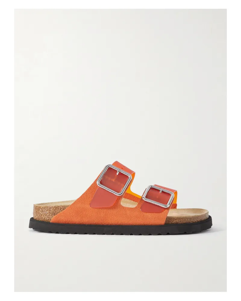 Birkenstock Arizona Milky Pantoletten Aus Pvc Mit Velourslederbesätzen - Orange Orange